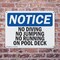 Signmission No Diving No Jumping No Running On Pool Deck, 14 in W x Rectangle, Plastic OS-2PACK-NS-P-1014-L-14482 - alternate 4